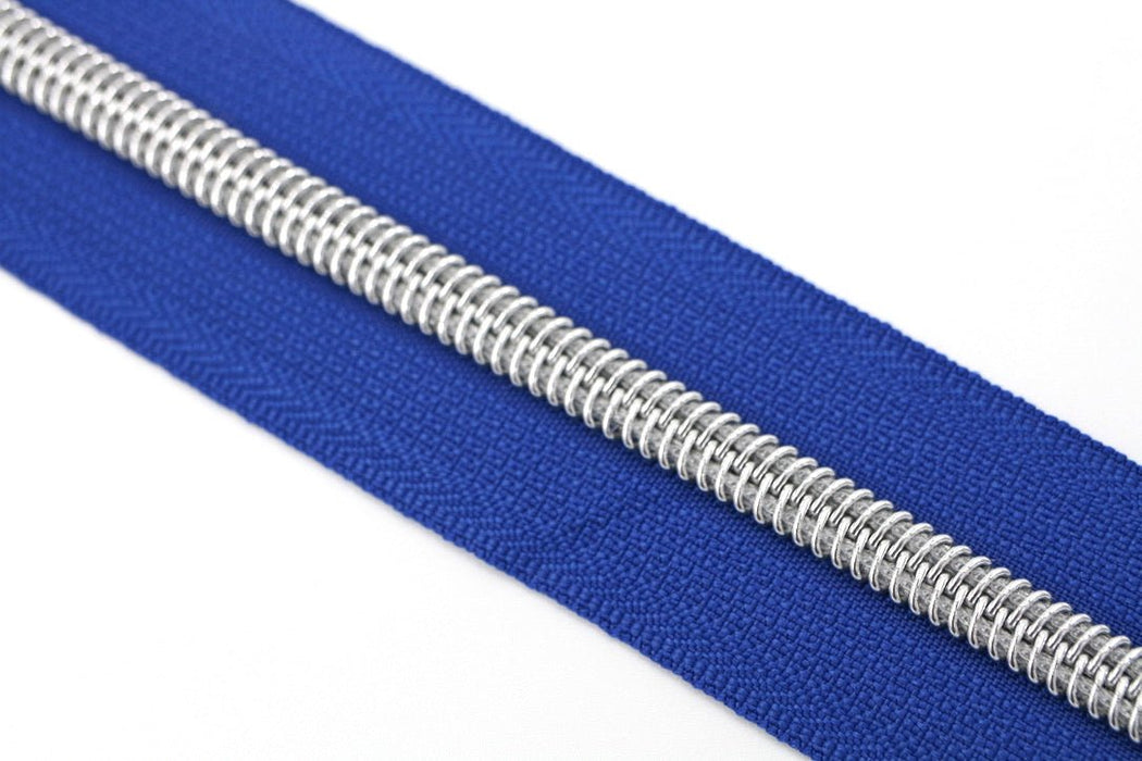 Sapphire Blue- #5 Silver Nylon Coil Zipper Tape