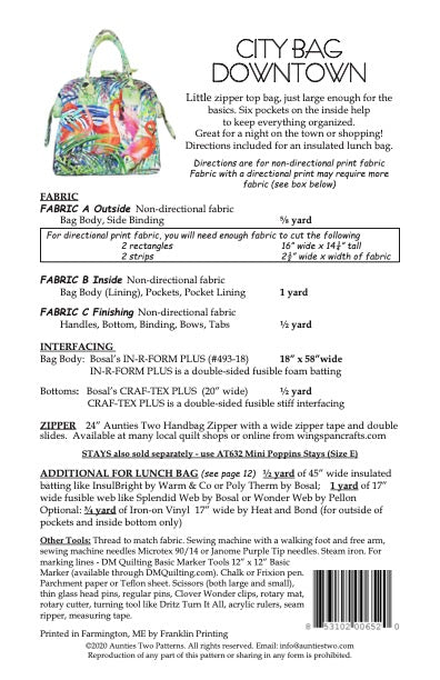 Aunties Two- City Bag Downtown Pattern