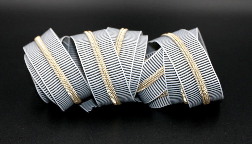Zebra Stripe- #5 Gold Nylon Coil Zipper Tape