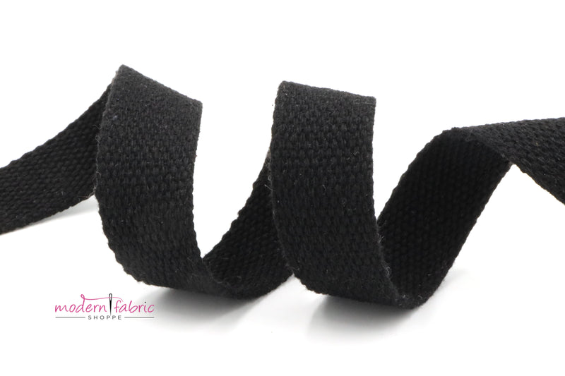 Black Cotton 1 inch (25mm) width Webbing- by the yard