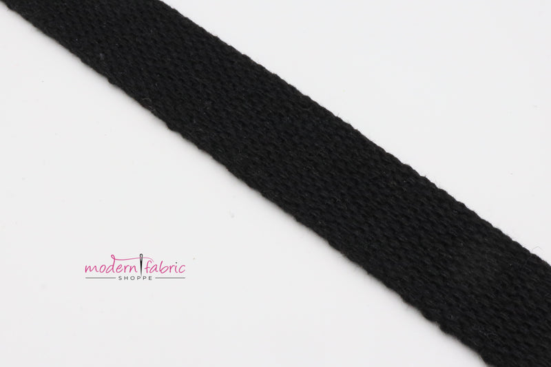 Black Cotton 1 inch (25mm) width Webbing- by the yard