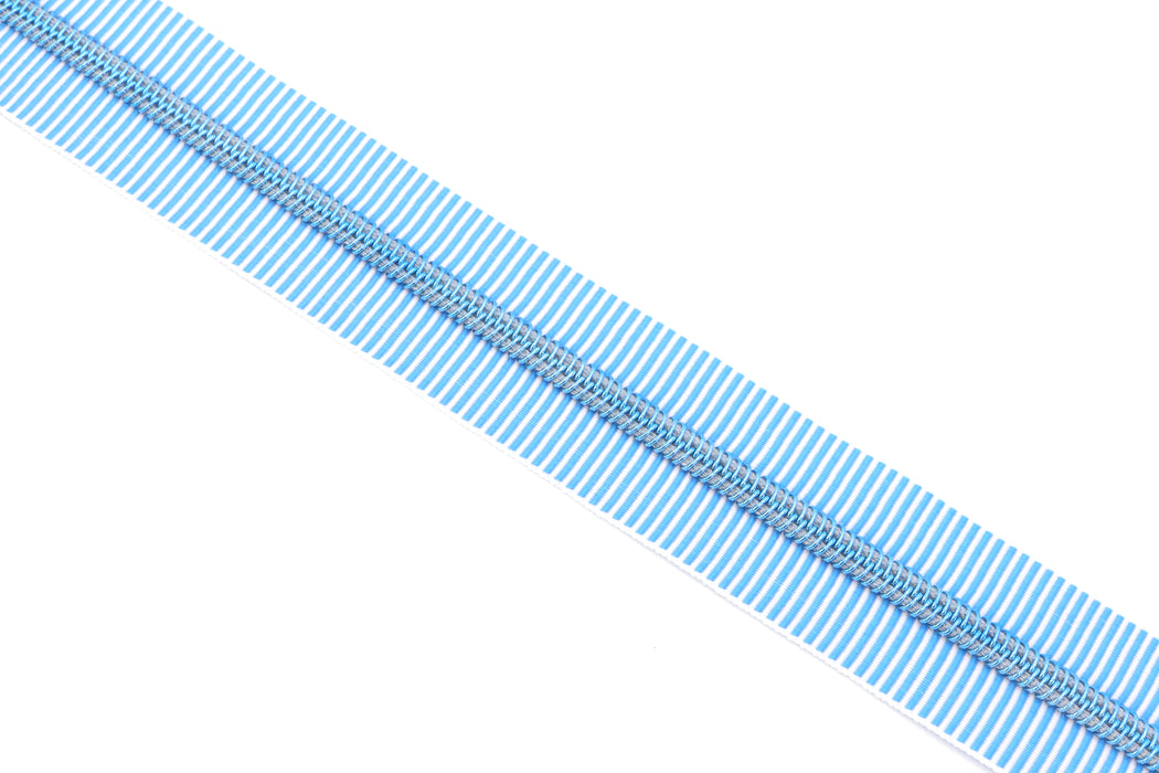 Turquoise Zebra Stripes- #5 Turquoise Metallic Nylon Coil Zipper Tape