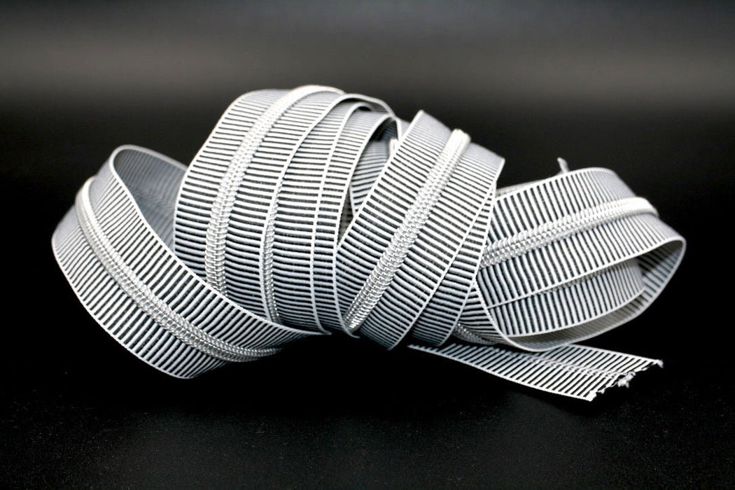 Zebra Stripe- #5 Silver Nylon Coil Zipper Tape