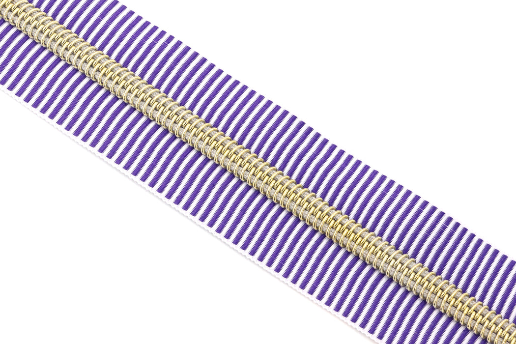 Purple Zebra Stripe- #5 Gold Nylon Coil Zipper Tape