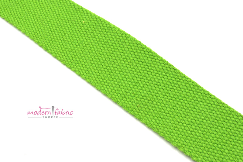 Lime Green Cotton 1 1/2 inch (38mm) width Webbing- by the yard