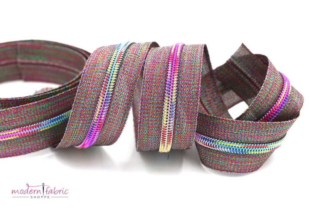 Metallic- #5 Rainbow Nylon Coil Zipper Tape