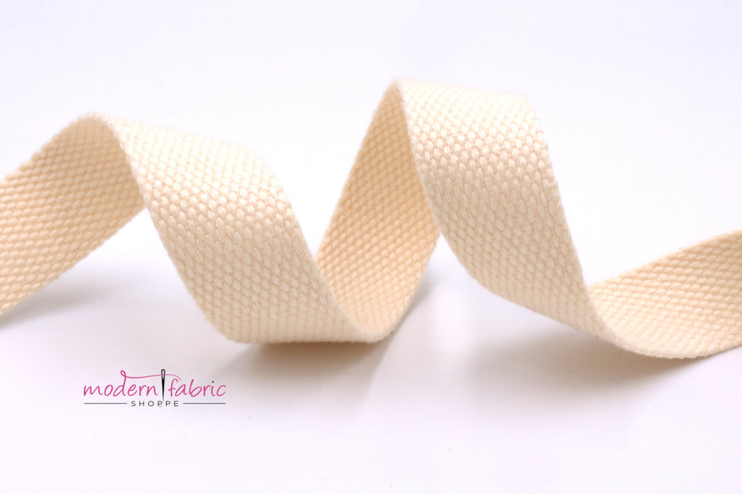 Off White Cotton 1 inch (25mm) width Webbing- by the yard
