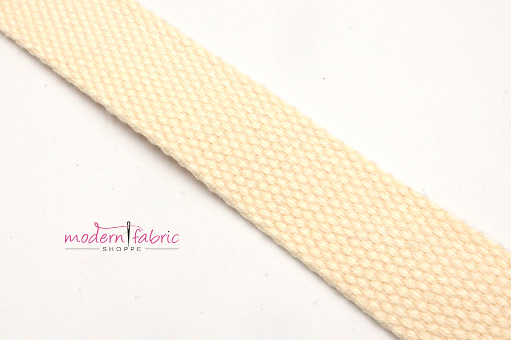 Off White Cotton 1 inch (25mm) width Webbing- by the yard