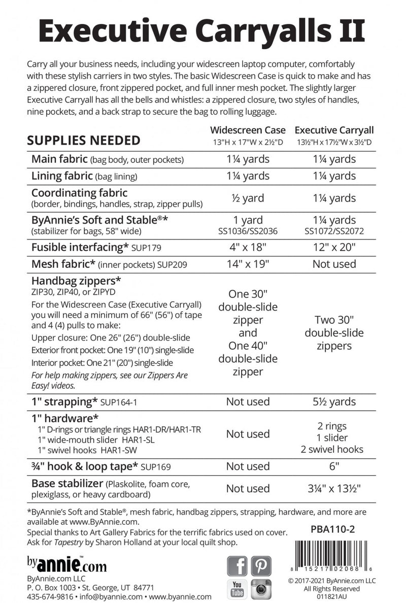By Annie- Executive Carryall II Pattern