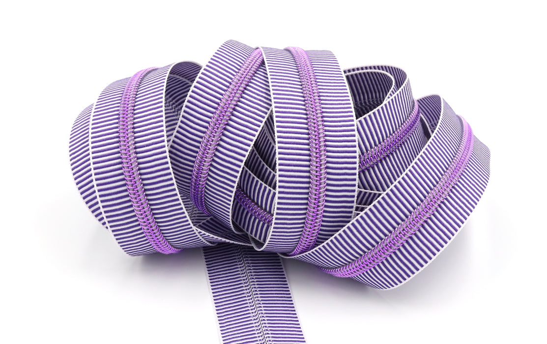 Purple Zebra Stripes- #5 Purple Metallic Nylon Coil Zipper Tape