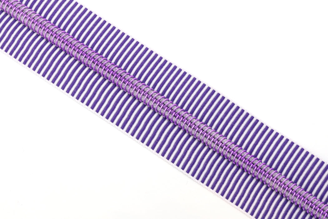 Purple Zebra Stripes- #5 Purple Metallic Nylon Coil Zipper Tape