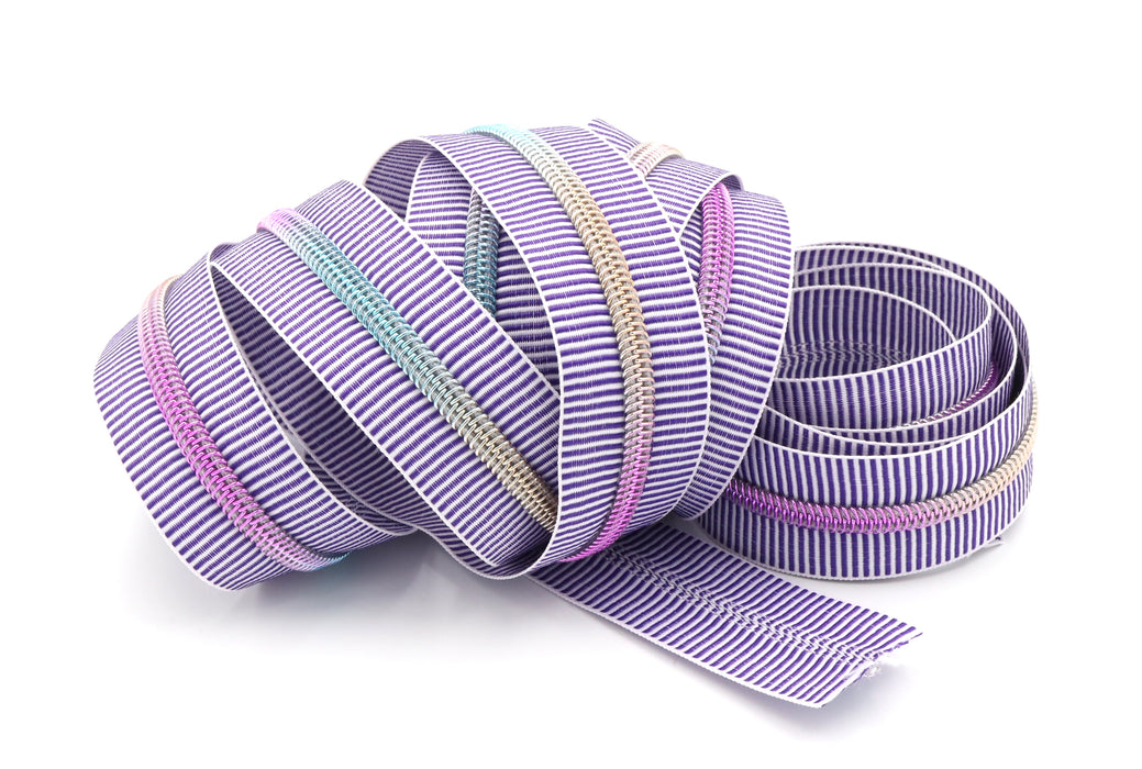 Purple Zebra Stripes- #5 Rainbow Nylon Coil Zipper Tape