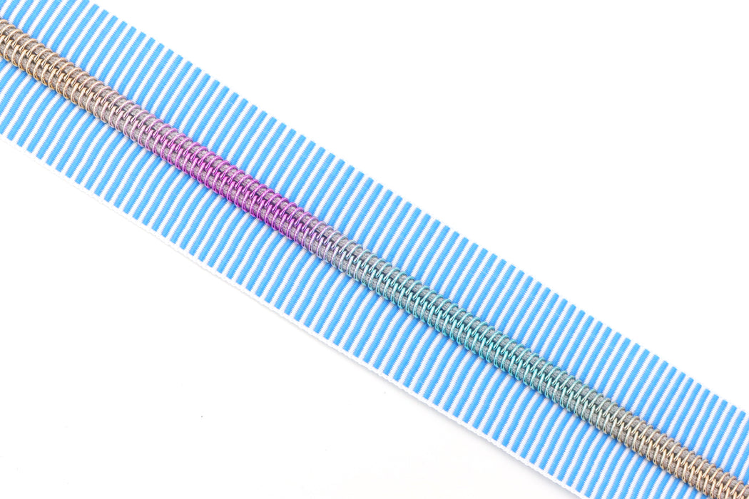 Turquoise Zebra Stripes- #5 Rainbow Nylon Coil Zipper Tape