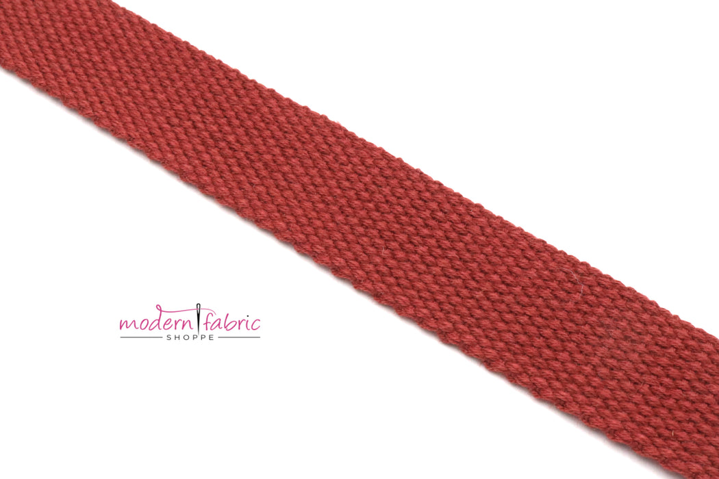 Brick Red Cotton 1 inch (25mm) width Webbing- by the yard