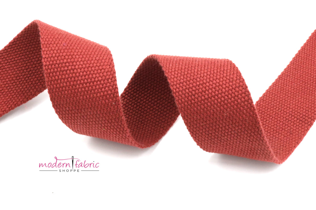 Brick Red Cotton 1 1/2 inch (38mm) width Webbing- by the yard