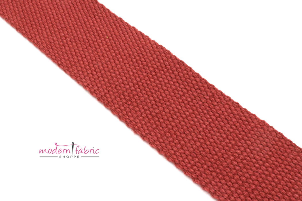 Brick Red Cotton 1 1/2 inch (38mm) width Webbing- by the yard