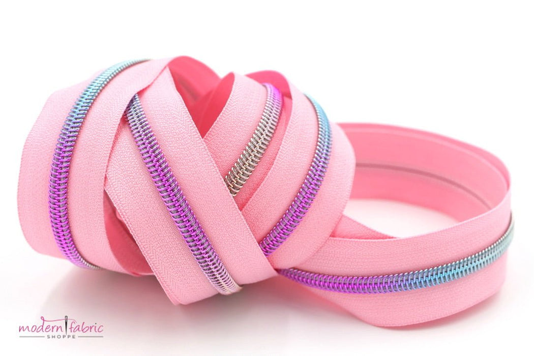 Rose Pink- #5 Rainbow Nylon Coil Zipper Tape