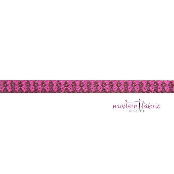 Tula Pink Vintage, Fuchsia and Wine Wanderer 3/8"  Ribbon, By the Yard