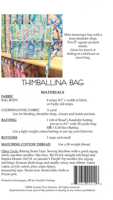Aunties Two- Thimballina Bag Pattern - Modern Fabric Shoppe