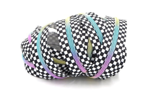 Black and White Checkerboard- #5 Rainbow Nylon Coil Zipper Tape - Modern Fabric Shoppe