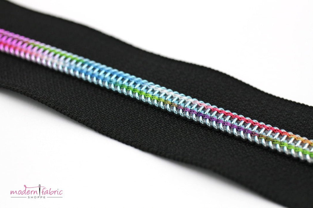 Black- #5 Rainbow Nylon Coil Zipper Tape