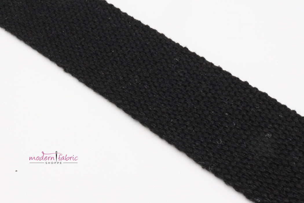 Black Cotton 1 1/2 inch (38mm) width Webbing- by the yard