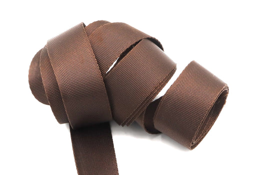 Brown 1 inch (25mm) width Nylon Webbing- Strapping by the yard - Modern Fabric Shoppe