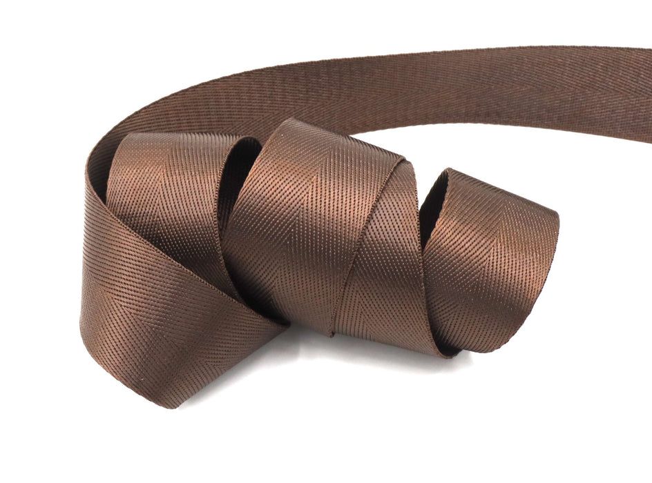 Brown Herringbone 1.5 inch (38mm) width Nylon Webbing- by the yard - Modern Fabric Shoppe