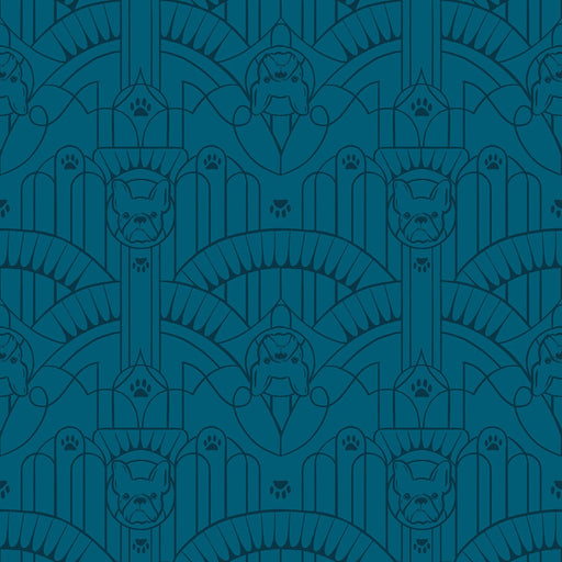 Copy of PRE-ORDER Dog Park by Sarah Watts- Deco Pup RS 2097 15-Teal- Half Yard- May 2024 - Modern Fabric Shoppe