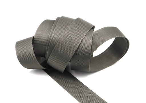 Dark Grey 1 inch (25mm) width Nylon Webbing- Strapping by the yard - Modern Fabric Shoppe