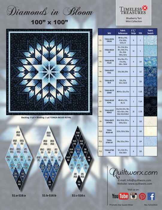 Diamond in Bloom Quilt Pattern By Quiltworx- Judy Niemeyer Quilting - Modern Fabric Shoppe