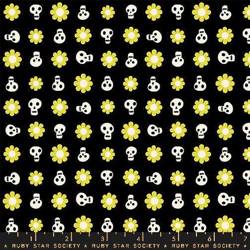 Good Spirits- Collaboration by Ruby Star Society- Loves Me Not RS 5141 14G- Black- Half Yard- July 2024 - Modern Fabric Shoppe