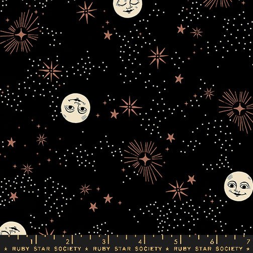 Good Spirits- Collaboration by Ruby Star Society- Wise Moons RS 5136 15- Black- Half Yard- July 2024 - Modern Fabric Shoppe