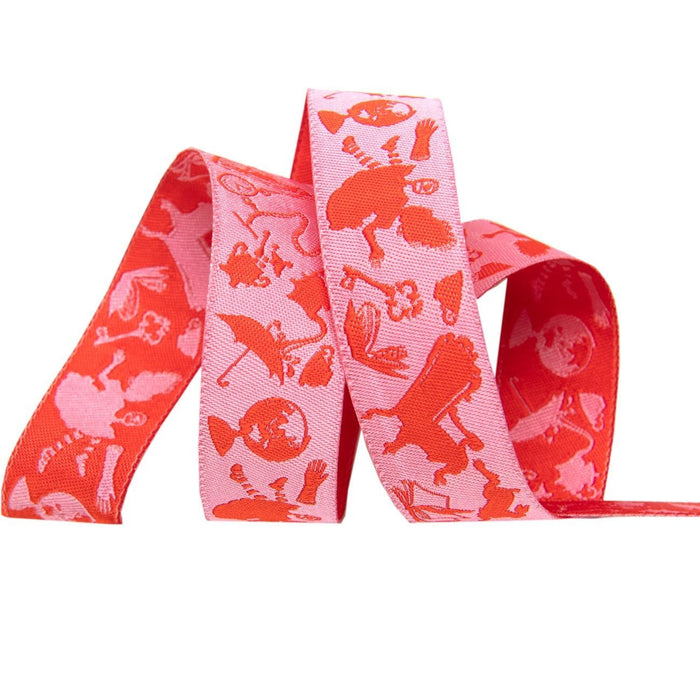 Tula Pink Curiouser, Down the Rabbit Hole -Pink 7/8" Ribbon
