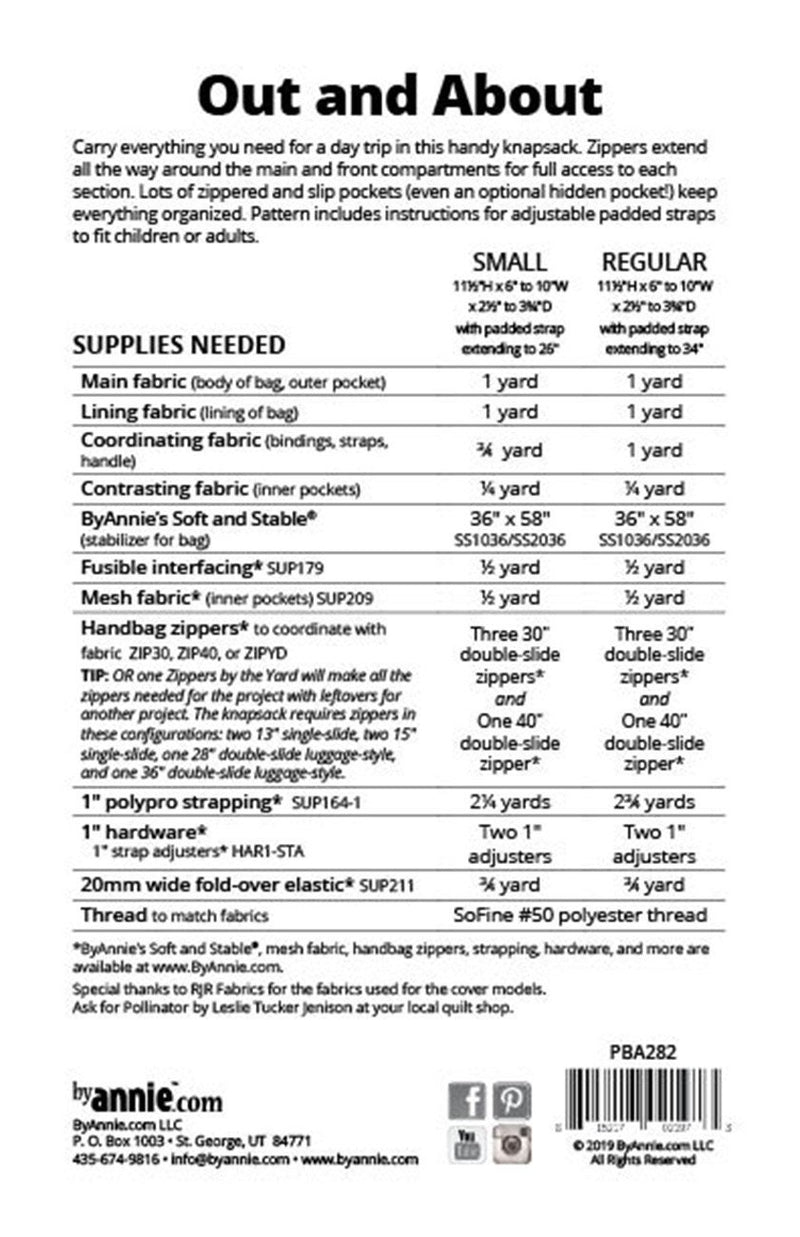 By Annie- Out and About Backpack Pattern