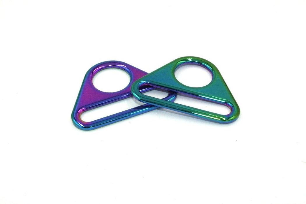 Rainbow Iridescent 1 1/2 inch (38mm) Triangle Ring- Set of 2