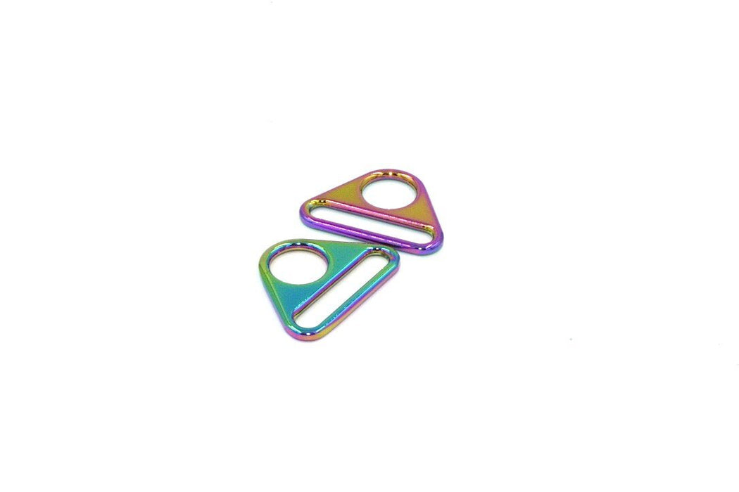 Rainbow Iridescent 1 1/2 inch (38mm) Triangle Ring- Set of 2