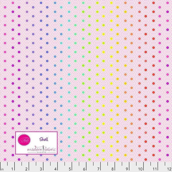 Tula Pink- True Colors Hexy Rainbow- PWTP151.SHELL- Half Yard