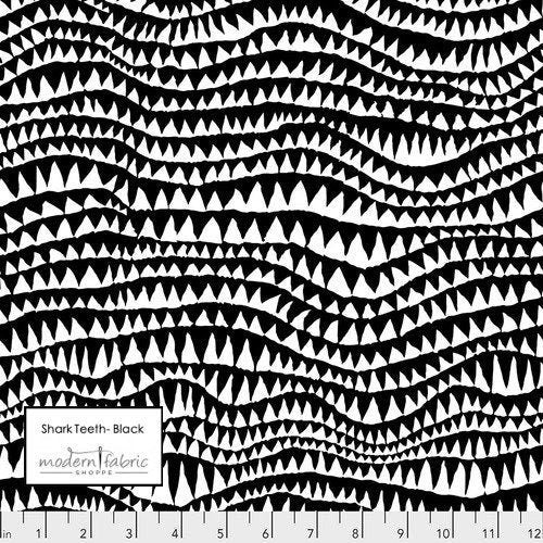Kaffe Fassett Collective- Brandon Mably- Sharks Teeth PWBM060.BLACK- Half Yard