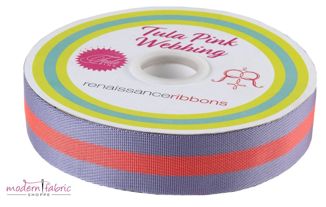 Tula Pink Webbing 1-1/2" (38mm) wide, Lavender and Pink