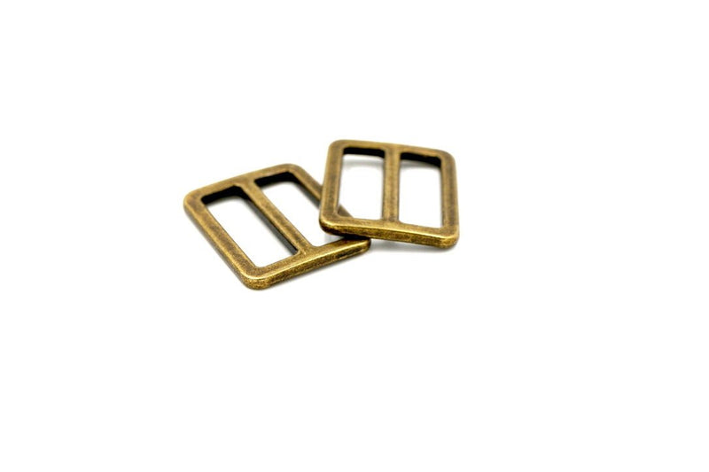 Antique Brass 1 inch (25mm) Flat Slider- Set of 2