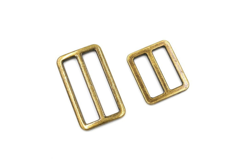 Antique Brass 1 inch (25mm) Flat Slider- Set of 2