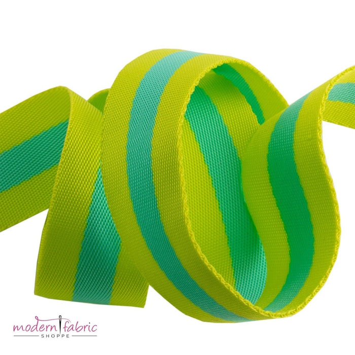 Tula Pink Webbing 1-1/2" (38mm) wide, Lime and Turquoise