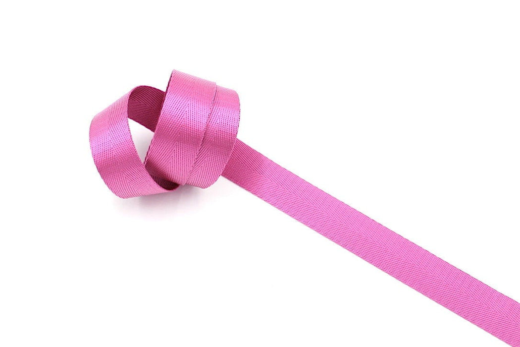 Hot Pink Herringbone 1 inch (25mm) width Nylon Webbing- by the yard.