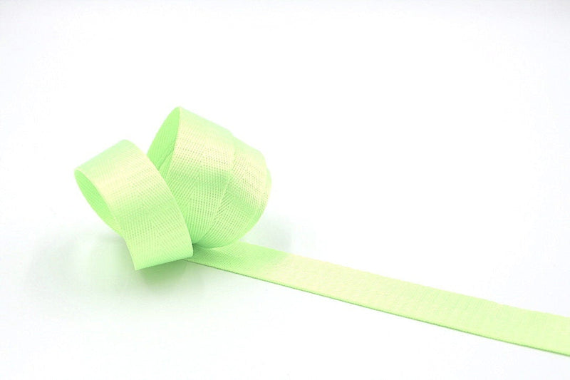 Neon Lime Green Herringbone 1 inch (25mm) width Nylon Webbing- by the yard