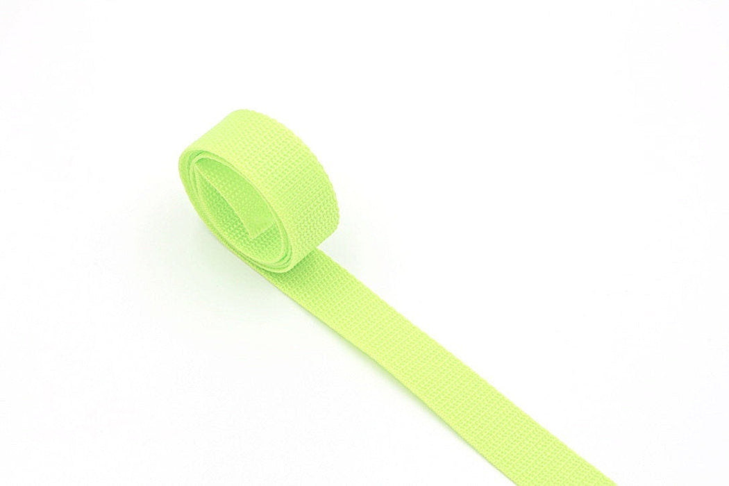 Neon Lime Green Polypropylene 1 inch (25mm) width Webbing- by the yard