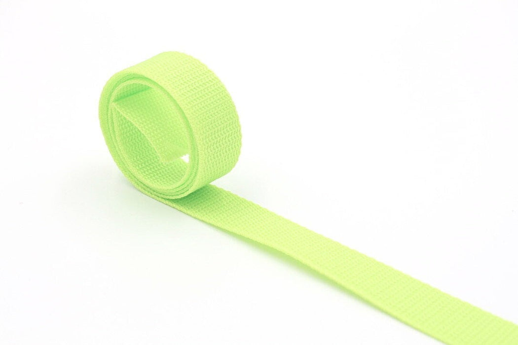 Neon Lime Green Polypropylene 1 inch (25mm) width Webbing- by the yard