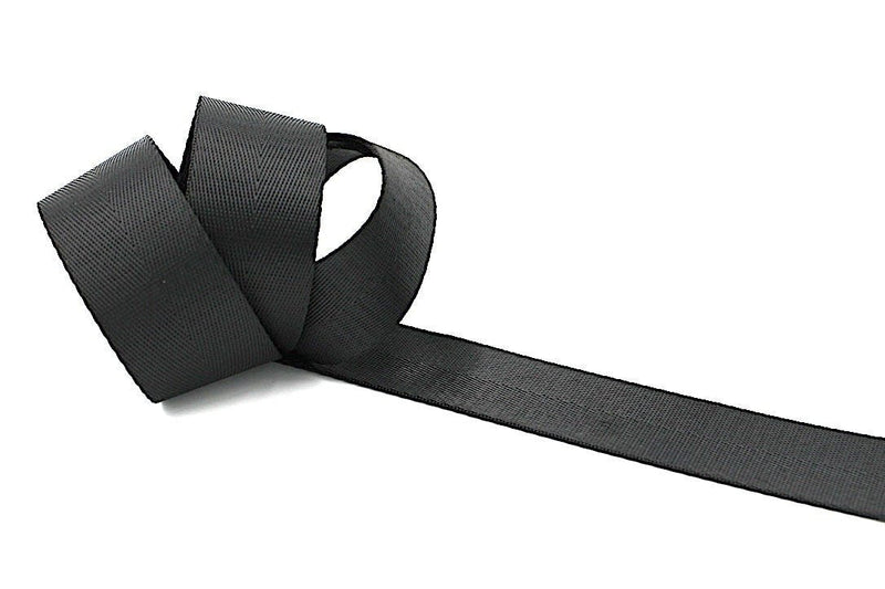 Black Herringbone 1.5 inch (38mm) width Nylon Webbing-by the yard