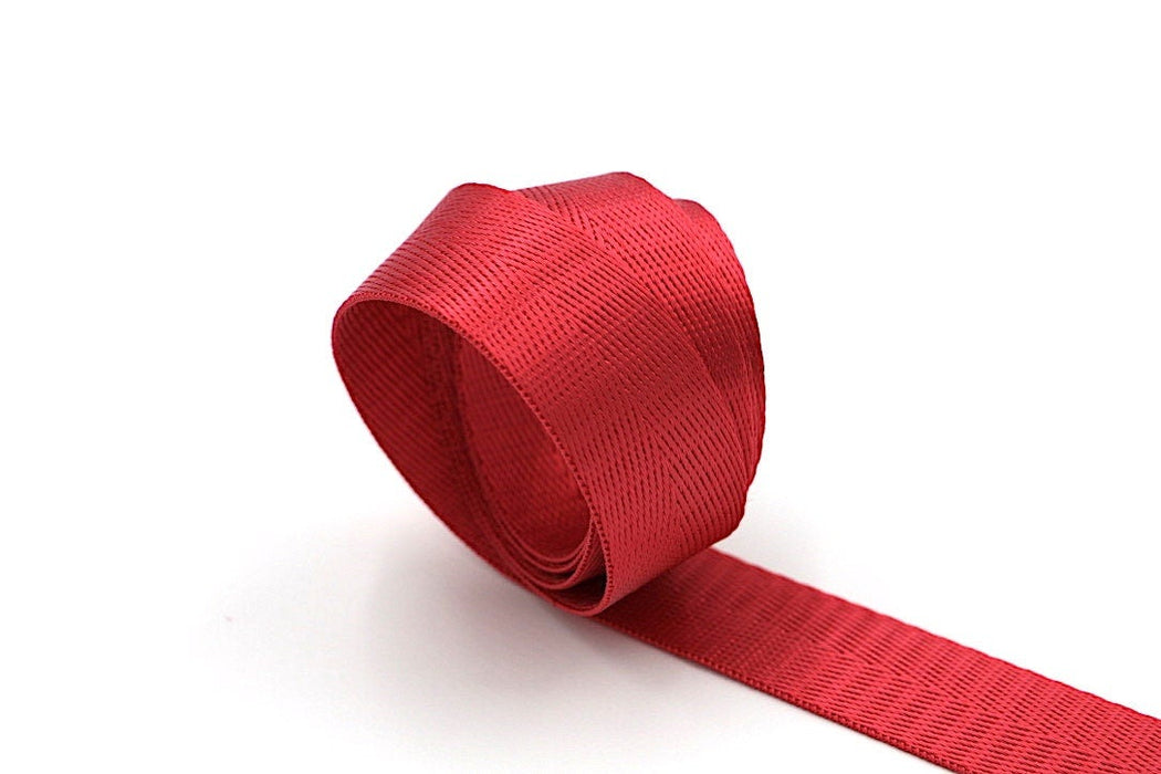 Red Herringbone 1 inch (25mm) width Nylon Webbing- Strapping  by the yard