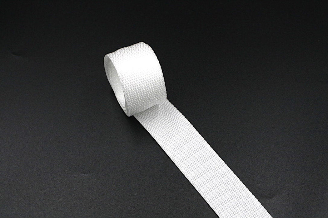White Polypropylene 1 inch (25mm) width Webbing- by the yard